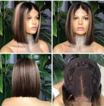 10" Highlighted Lace Closure Bob Wig with Middle Part