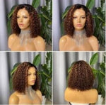 12" Curly Lace Closure Bob with Highlights