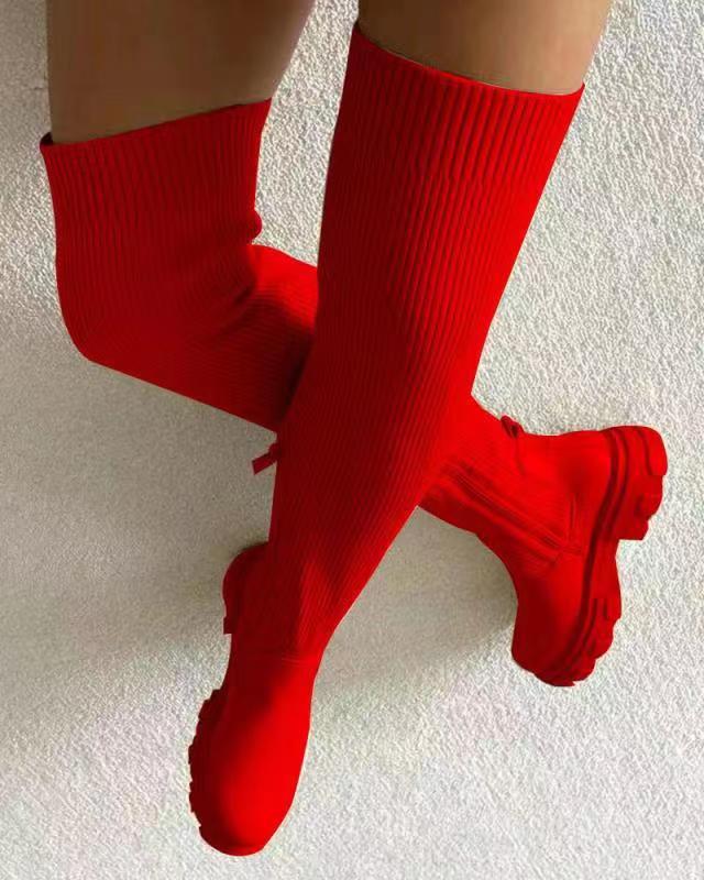 Knitted Knee High Boots