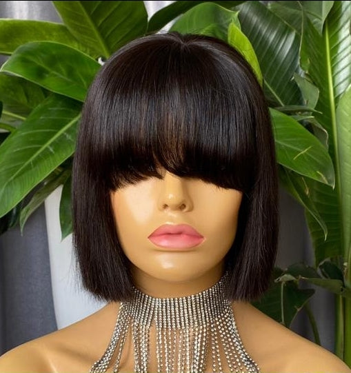 Luxurious Lace Closure Bob with Bangs