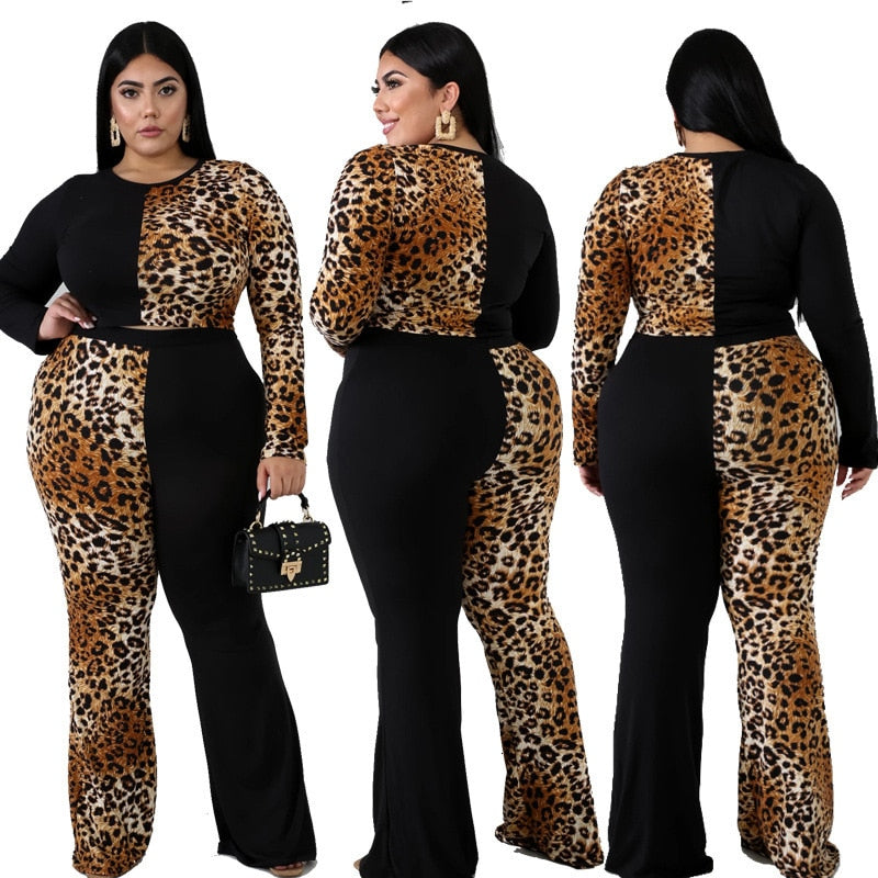 Women Two Piece Set Vintage Leopard up to 5