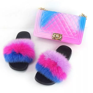 Fabulous Fur Slides & Purse Set