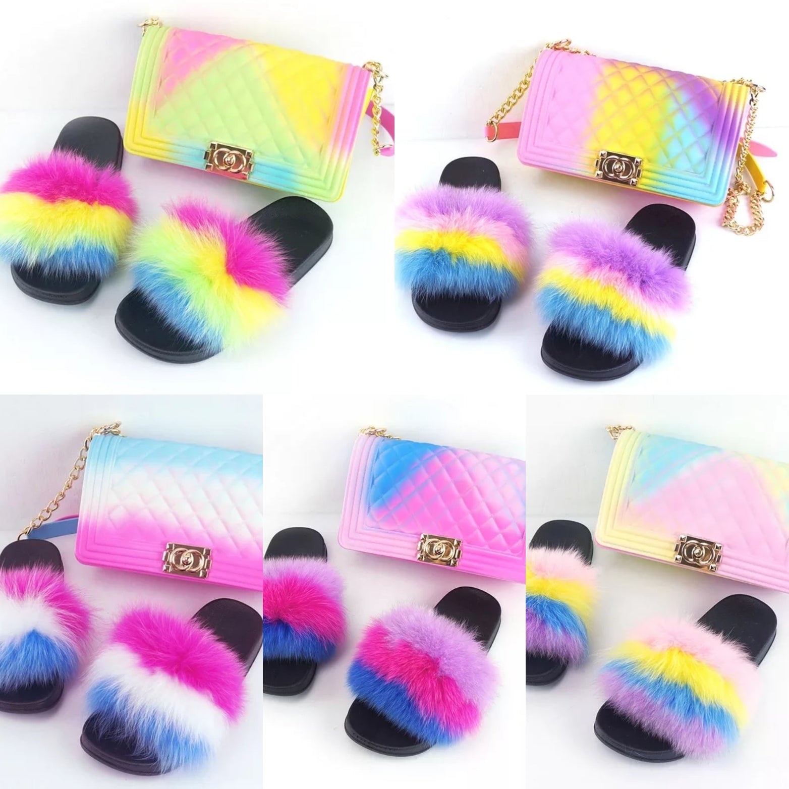 Fabulous Fur Slides & Purse Set