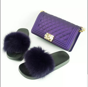 Fabulous Fur Slides & Purse Set