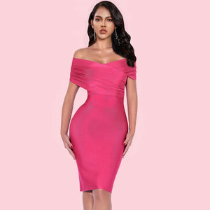 Hot Pink Bandage Dress Bodycon Celebrity Club Evening Party Dress