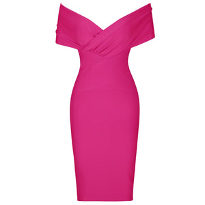 Hot Pink Bandage Dress Bodycon Celebrity Club Evening Party Dress