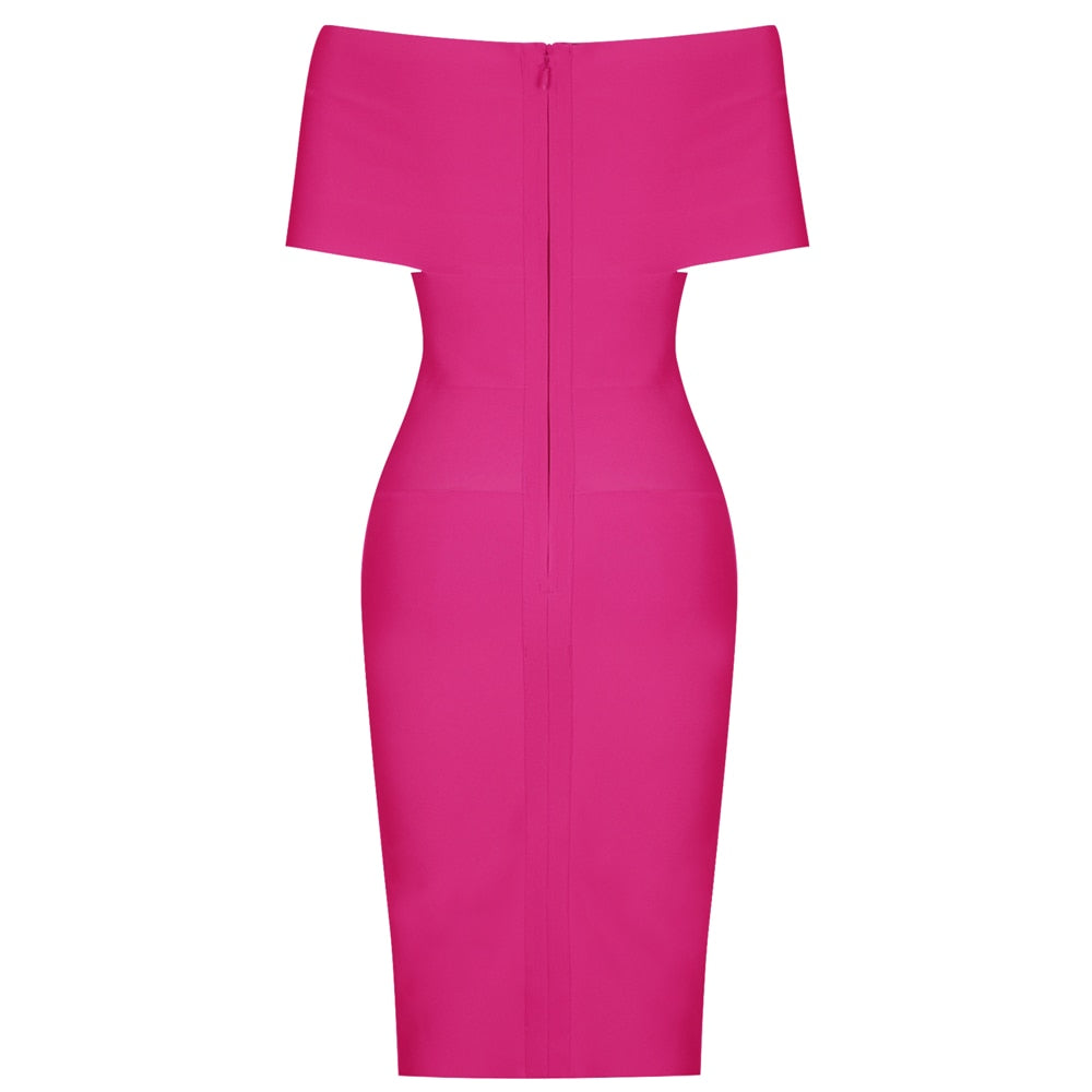 Hot Pink Bandage Dress Bodycon Celebrity Club Evening Party Dress